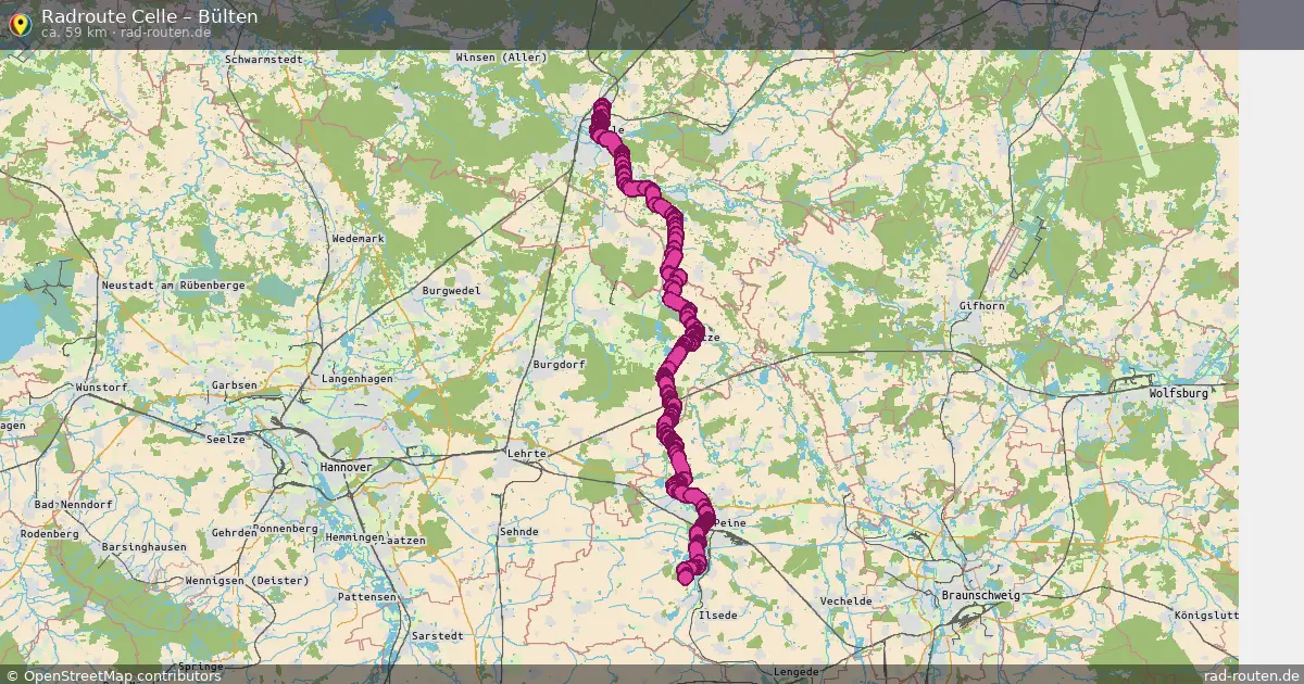Fahrradroute Celle – Bülten (59 km) – Rad-Routen.de