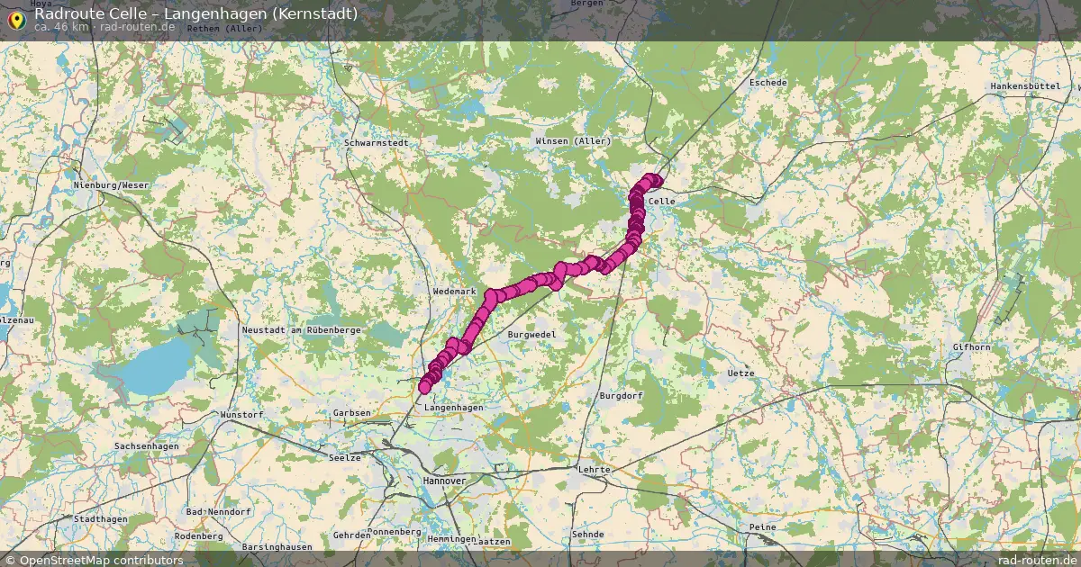 Fahrradroute Celle – Langenhagen (Kernstadt) (46 km) – Rad-Routen.de