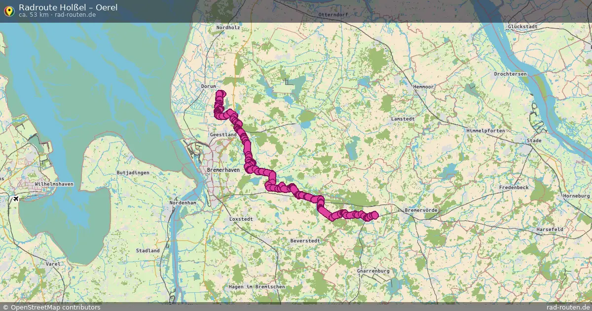 Fahrradroute Holßel – Oerel (56 km) – Rad-Routen.de