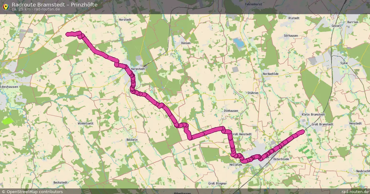 Fahrradroute Bramstedt – Prinzhöfte (25 km) – Rad-Routen.de