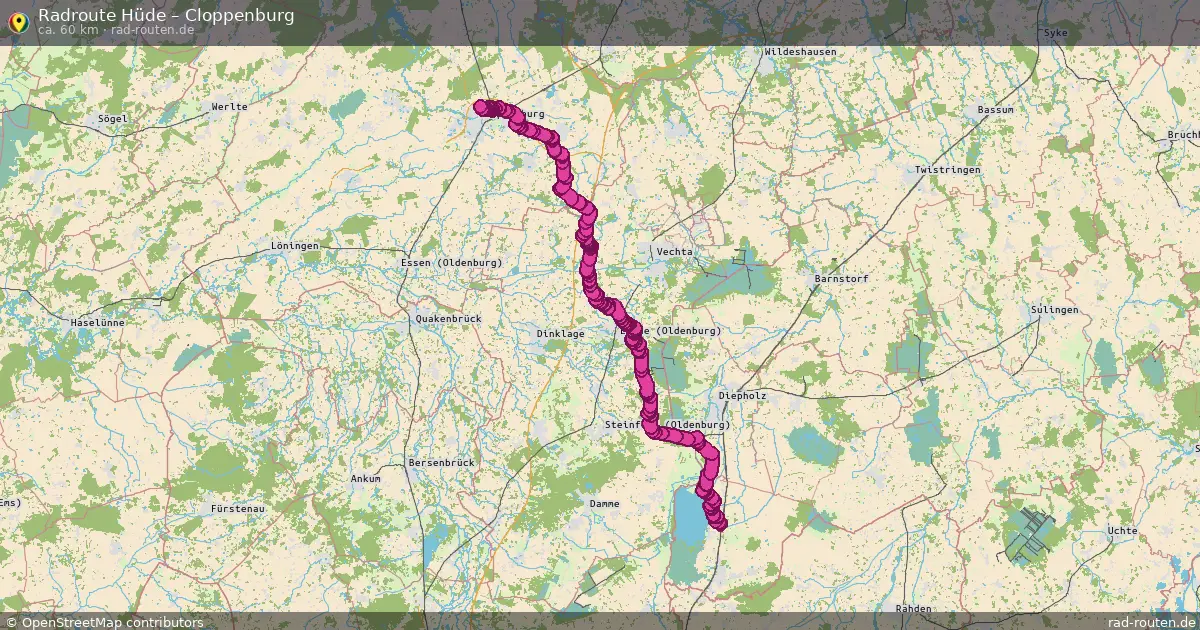 Fahrradroute Hüde – Cloppenburg (60 km) – Rad-Routen.de