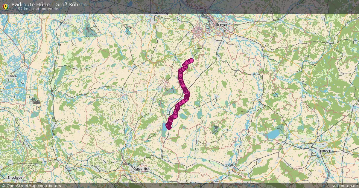 Fahrradroute Hüde – Groß Köhren (57 km) – Rad-Routen.de