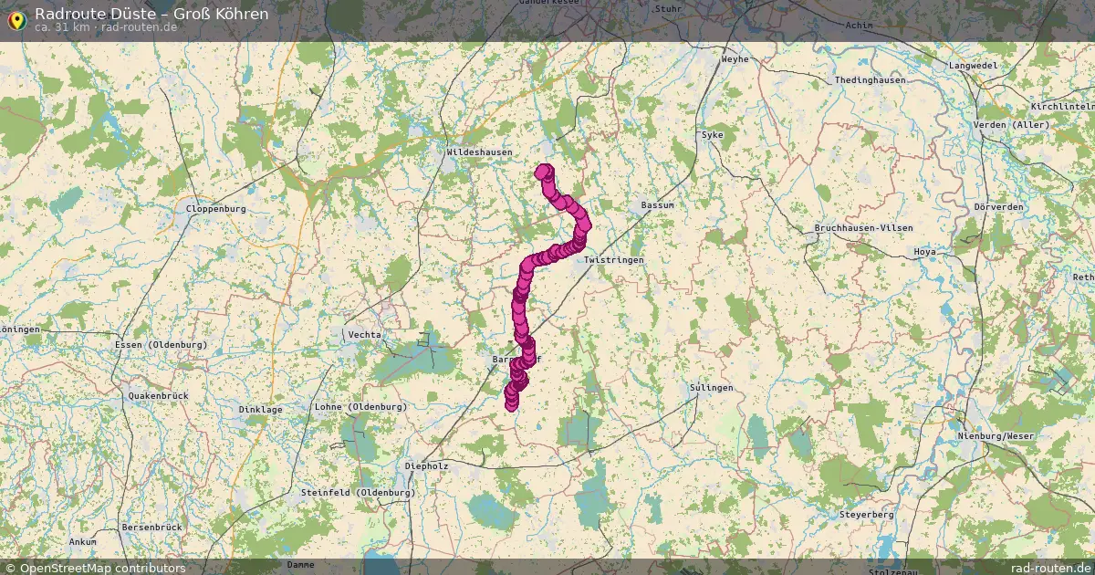 Fahrradroute Düste – Groß Köhren (31 km) – Rad-Routen.de