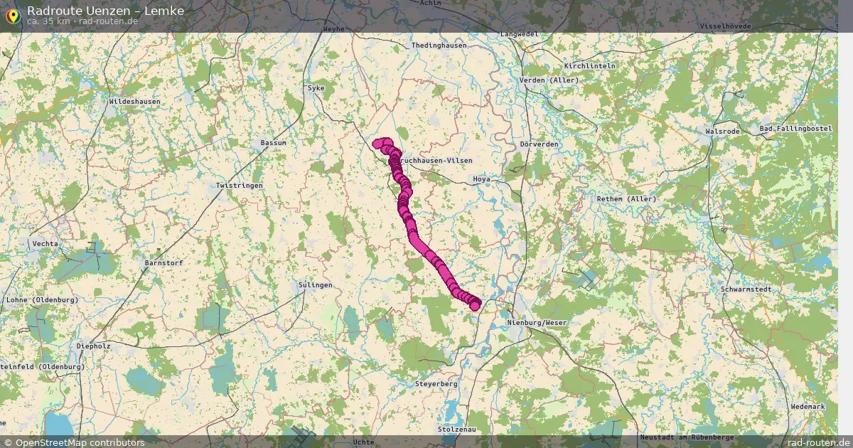 Fahrradroute von Uenzen nach Lemke