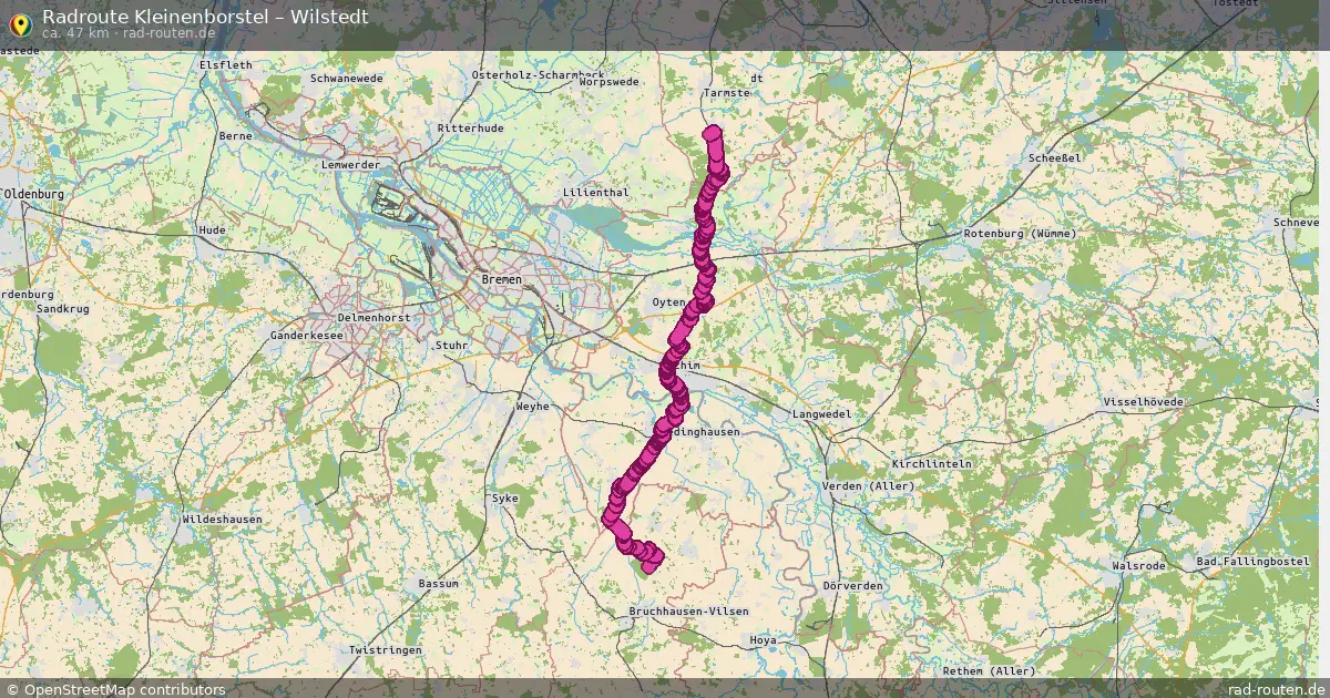 Fahrradroute von Kleinenborstel nach Wilstedt