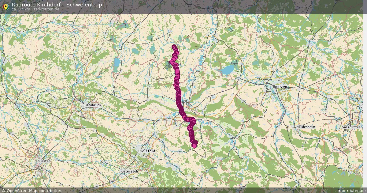 Fahrradroute Kirchdorf – Schwelentrup (87 km) – Rad-Routen.de