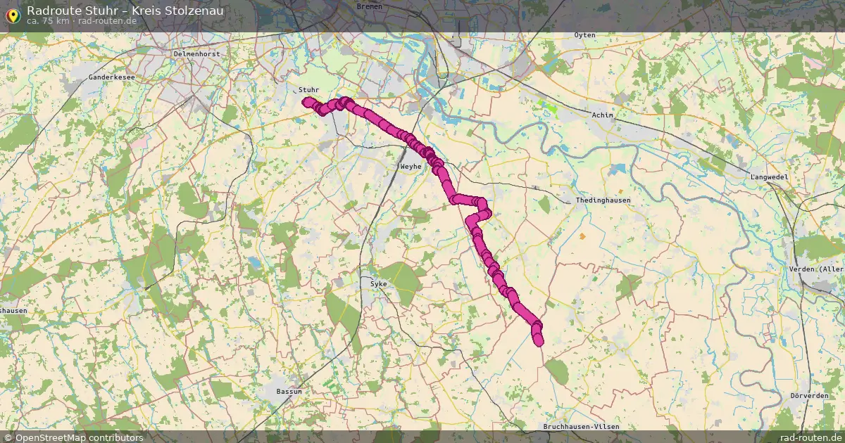Fahrradroute Stuhr – Ehem. Samtgemeinde Hagen (46 km) – Rad-Routen.de