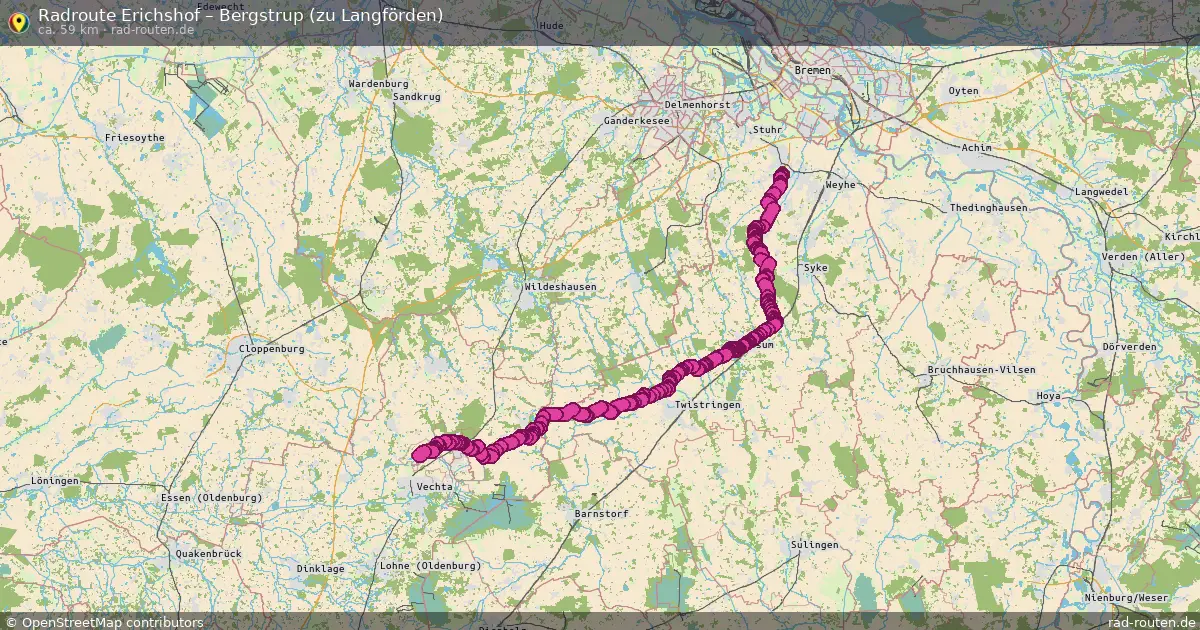 Fahrradroute Erichshof – Bergstrup (Zu Langförden) (59 km) – Rad-Routen.de