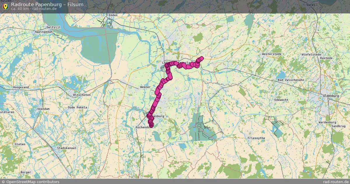 Fahrradroute Papenburg – Filsum (40 km) – Rad-Routen.de
