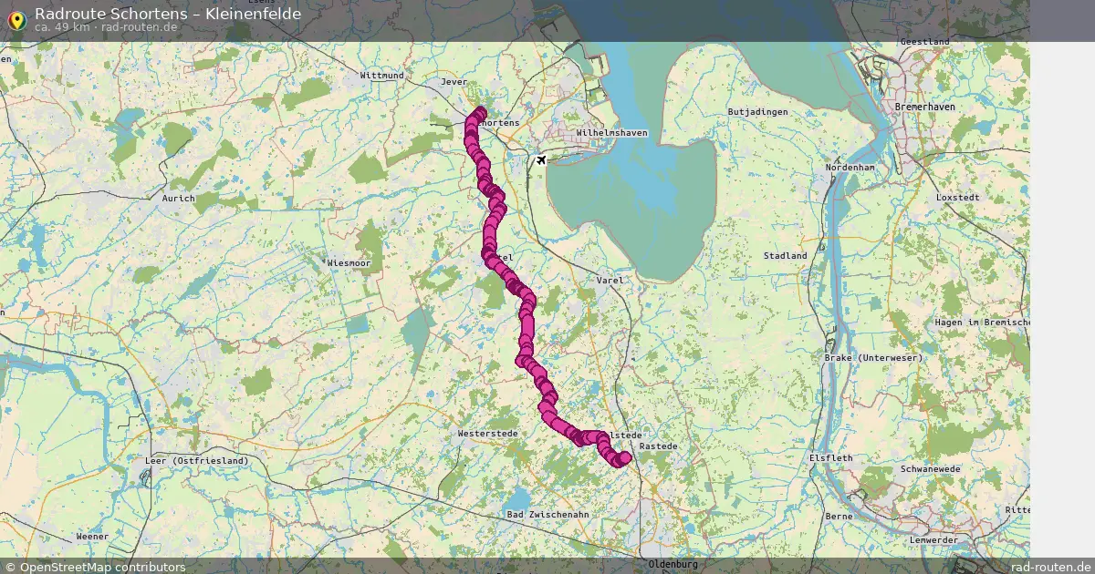 Fahrradroute Schortens – Kleinenfelde (49 km) – Rad-Routen.de