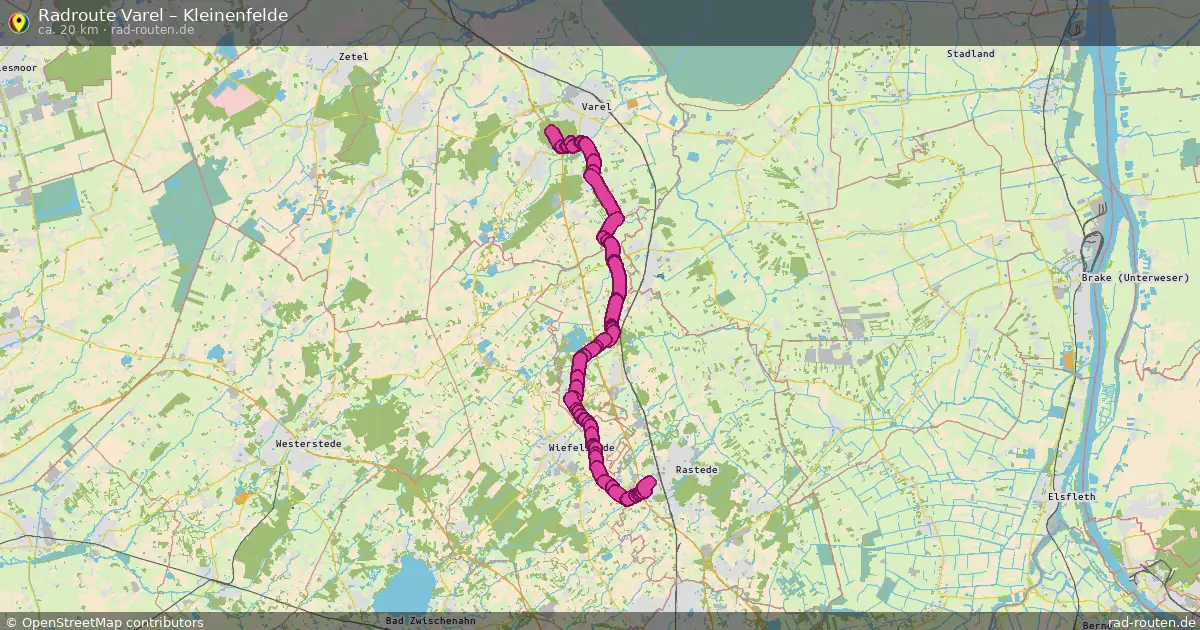Fahrradroute Varel – Kleinenfelde (20 km) – Rad-Routen.de