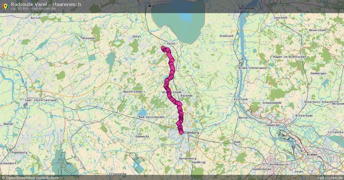 Fahrradroute Varel – Haarenesch (33 km) – Rad-Routen.de
