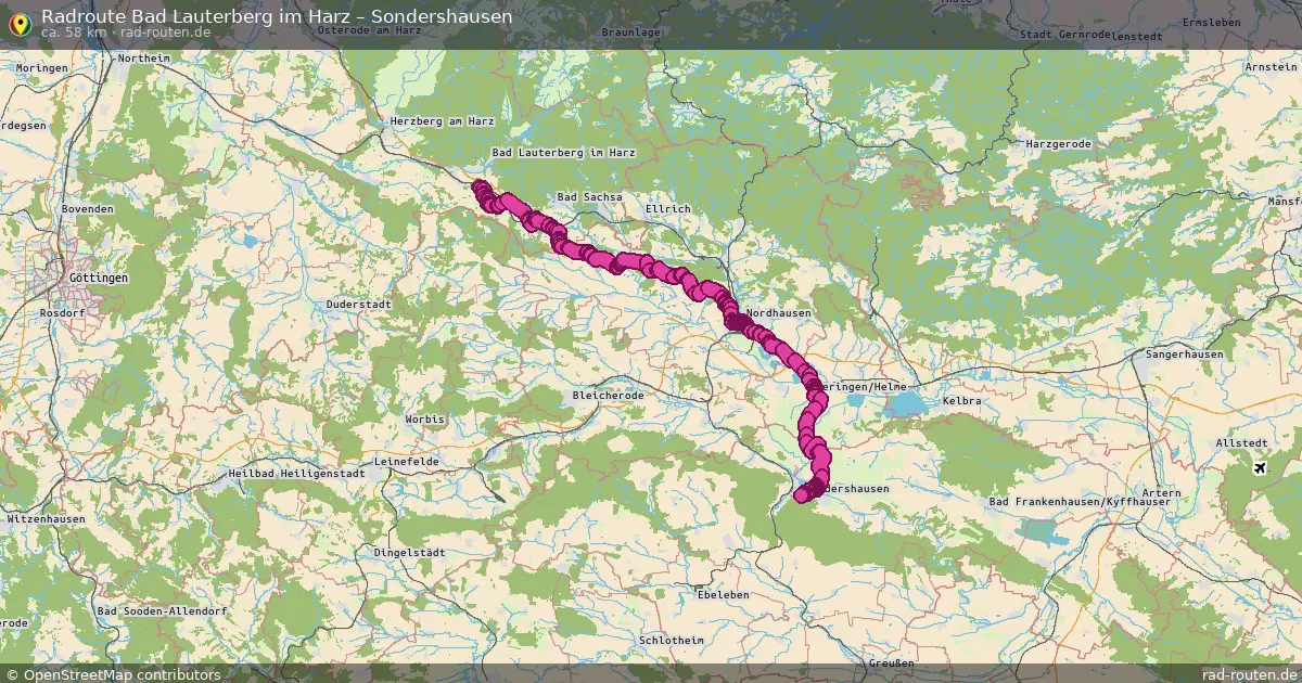Fahrradroute Bad Lauterberg Im Harz – Sondershausen (58 km) – Rad-Routen.de