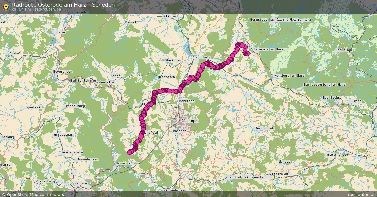 Fahrradroute Osterode Am Harz – Scheden (64 km) – Rad-Routen.de