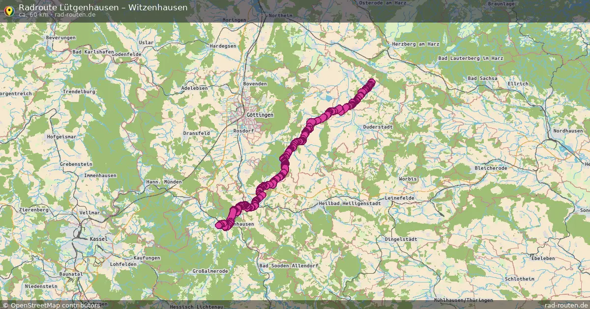 Fahrradroute Lütgenhausen – Witzenhausen (58 km) – Rad-Routen.de