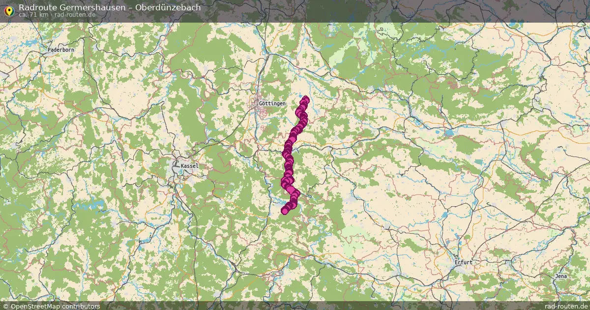 Fahrradroute Germershausen – Oberdünzebach (71 km) – Rad-Routen.de