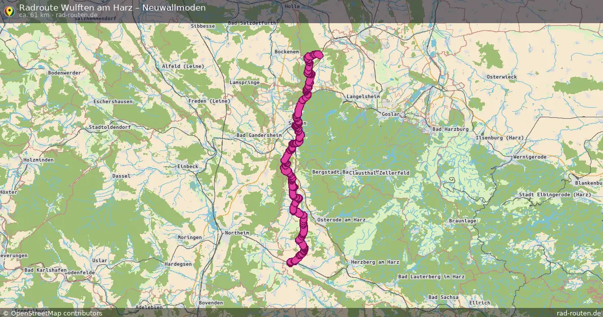 Fahrradroute Wulften Am Harz – Neuwallmoden (61 km) – Rad-Routen.de