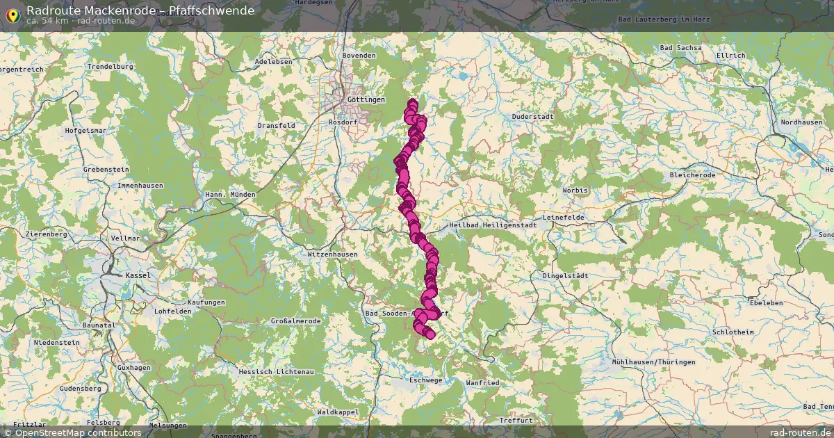 Fahrradroute Mackenrode – Pfaffschwende (49 km) – Rad-Routen.de
