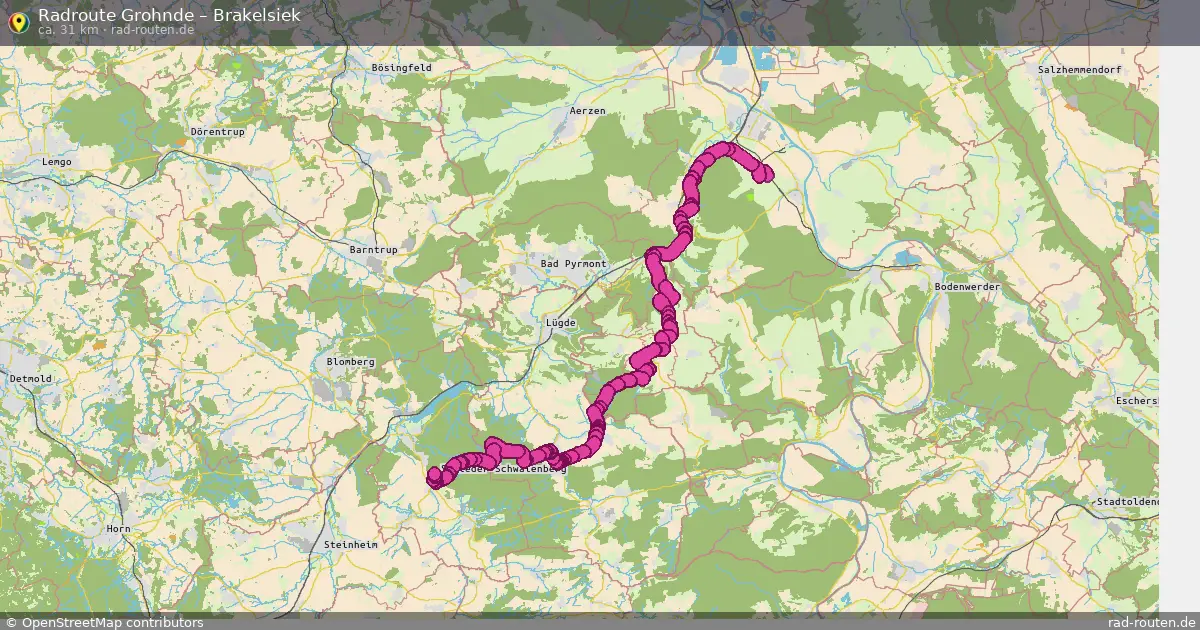 Fahrradroute Grohnde – Brakelsiek (31 km) – Rad-Routen.de