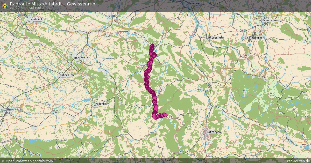 Fahrradroute Mitte Altstadt – Gewissenruh (92 km) – Rad-Routen.de