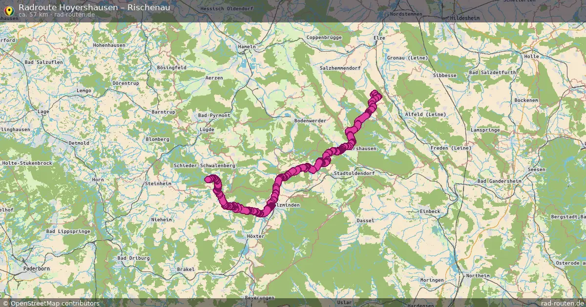 Fahrradroute Hoyershausen – Rischenau (57 km) – Rad-Routen.de