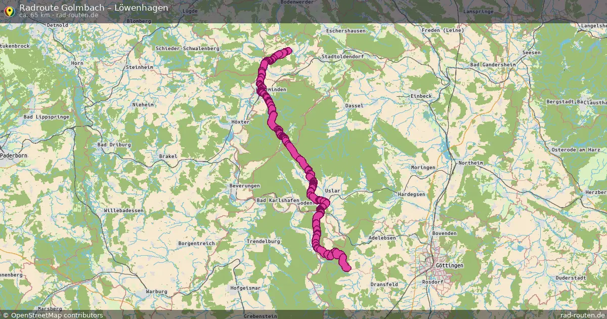 Fahrradroute Golmbach – Löwenhagen (65 km) – Rad-Routen.de