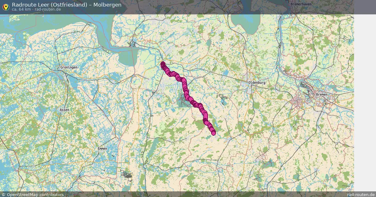 Fahrradroute Leer (Ostfriesland) – Molbergen (64 km) – Rad-Routen.de