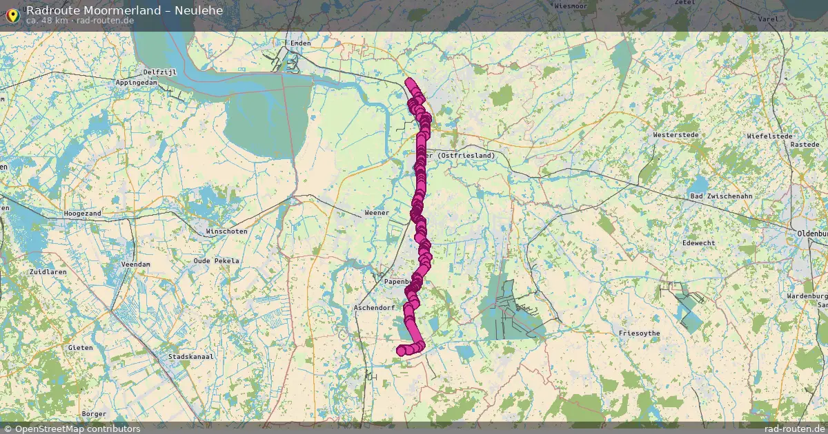 Fahrradroute Moormerland – Neulehe (48 km) – Rad-Routen.de