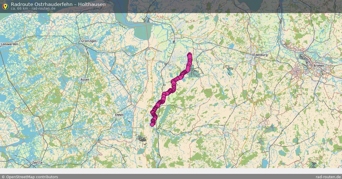 Fahrradroute Ostrhauderfehn – Holthausen (66 km) – Rad-Routen.de