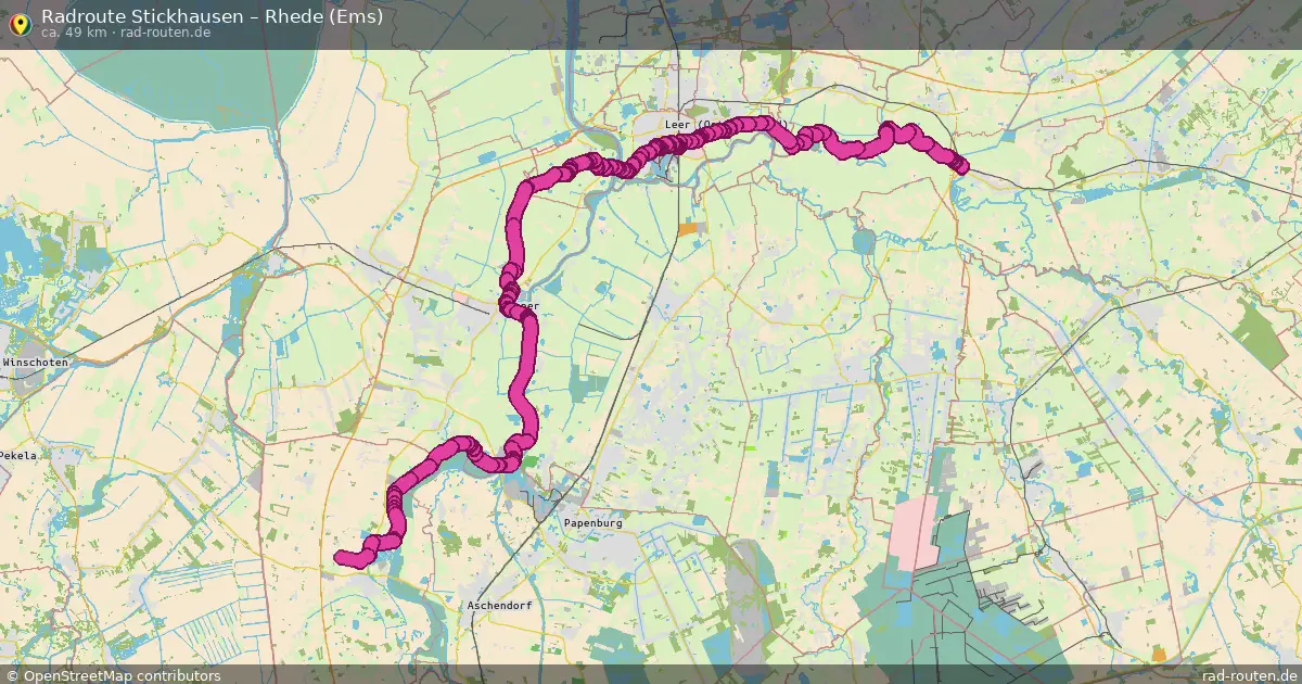 Fahrradroute Stickhausen – Rhede (Ems) (49 km) – Rad-Routen.de