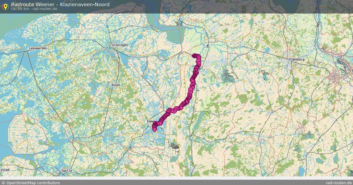 Fahrradroute Weener – Klazienaveen-Noord (69 km) – Rad-Routen.de