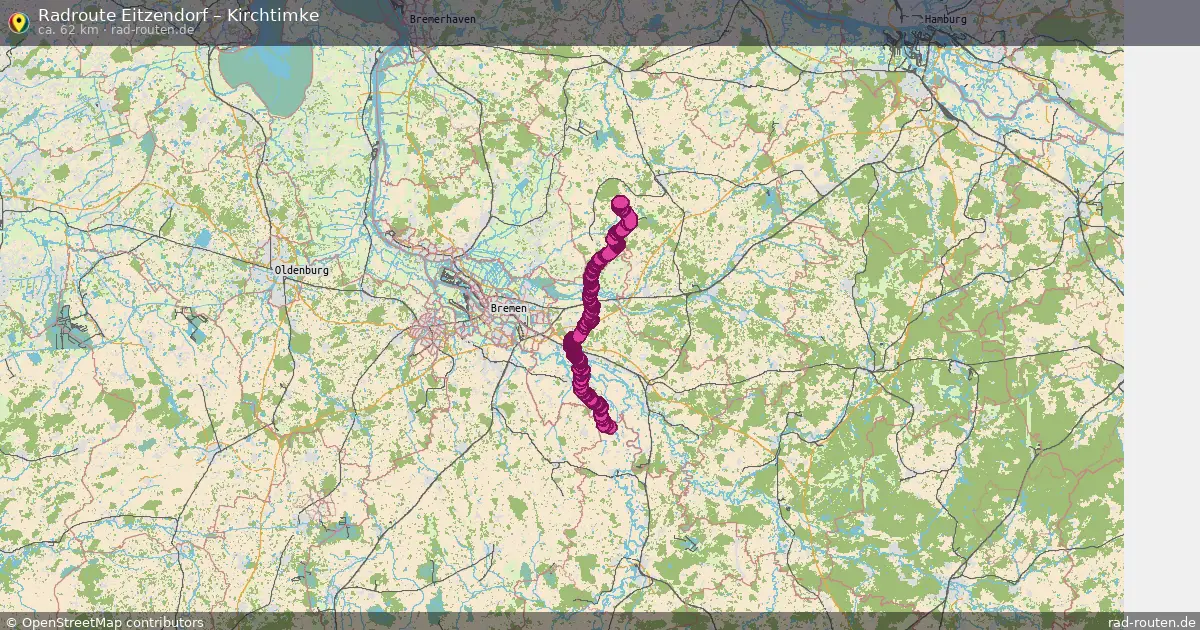 Fahrradroute Eitzendorf – Kirchtimke (62 km) – Rad-Routen.de