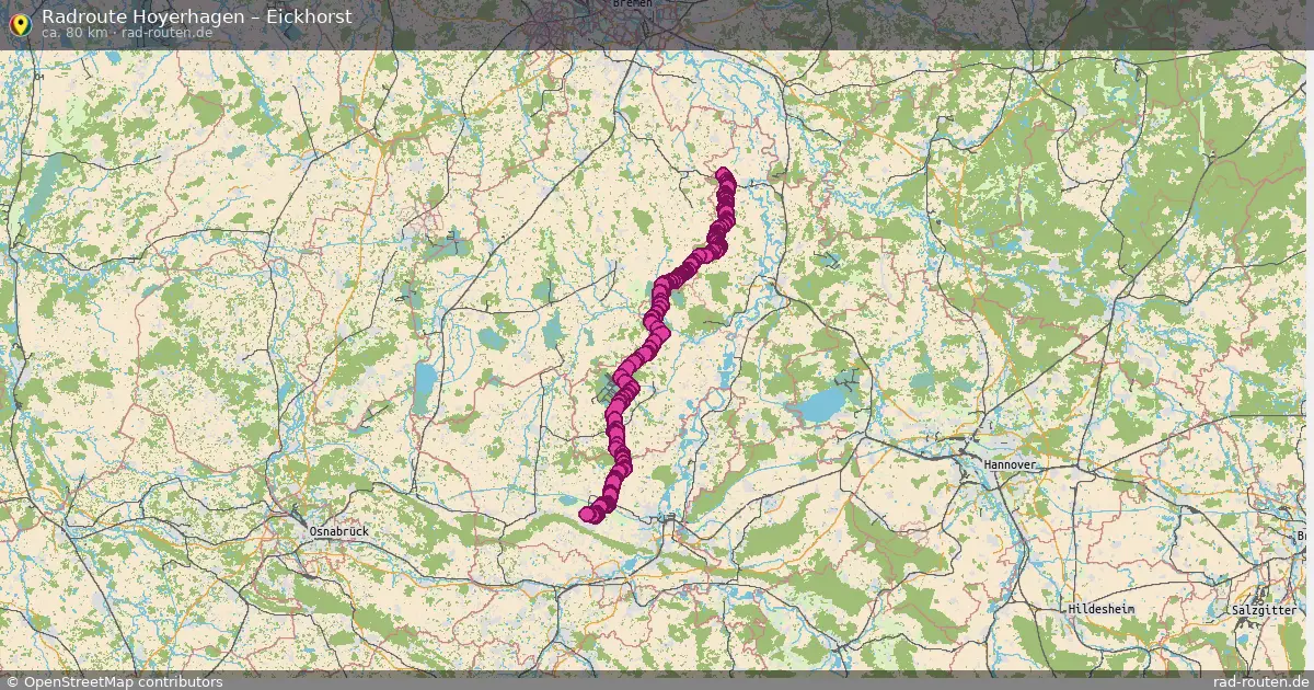 Fahrradroute von Hoyerhagen nach Eickhorst