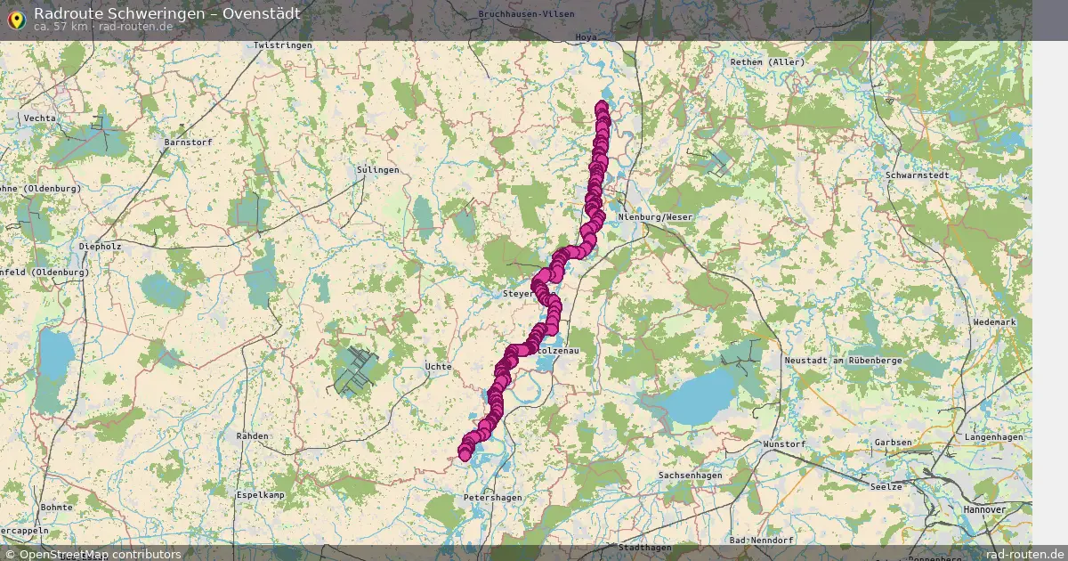 Fahrradroute Schweringen – Ovenstädt (57 km) – Rad-Routen.de
