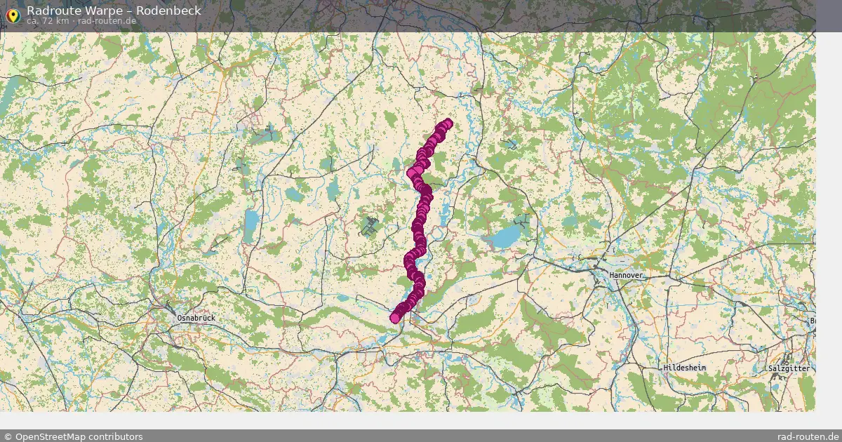 Fahrradroute von Warpe nach Rodenbeck