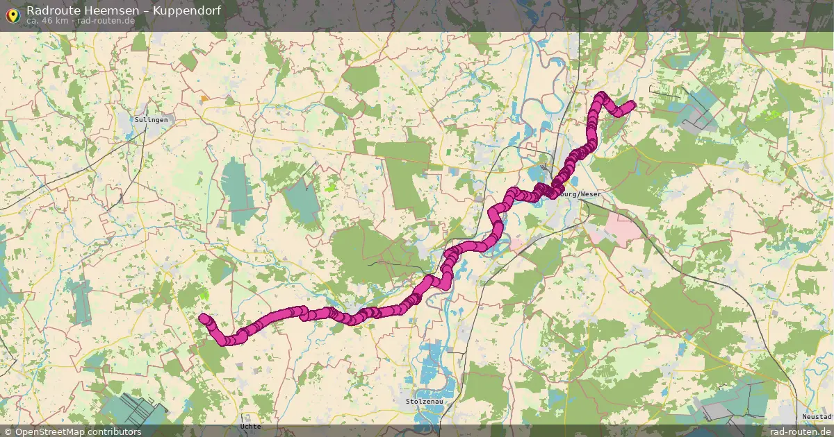 Fahrradroute Heemsen – Kuppendorf (46 km) – Rad-Routen.de
