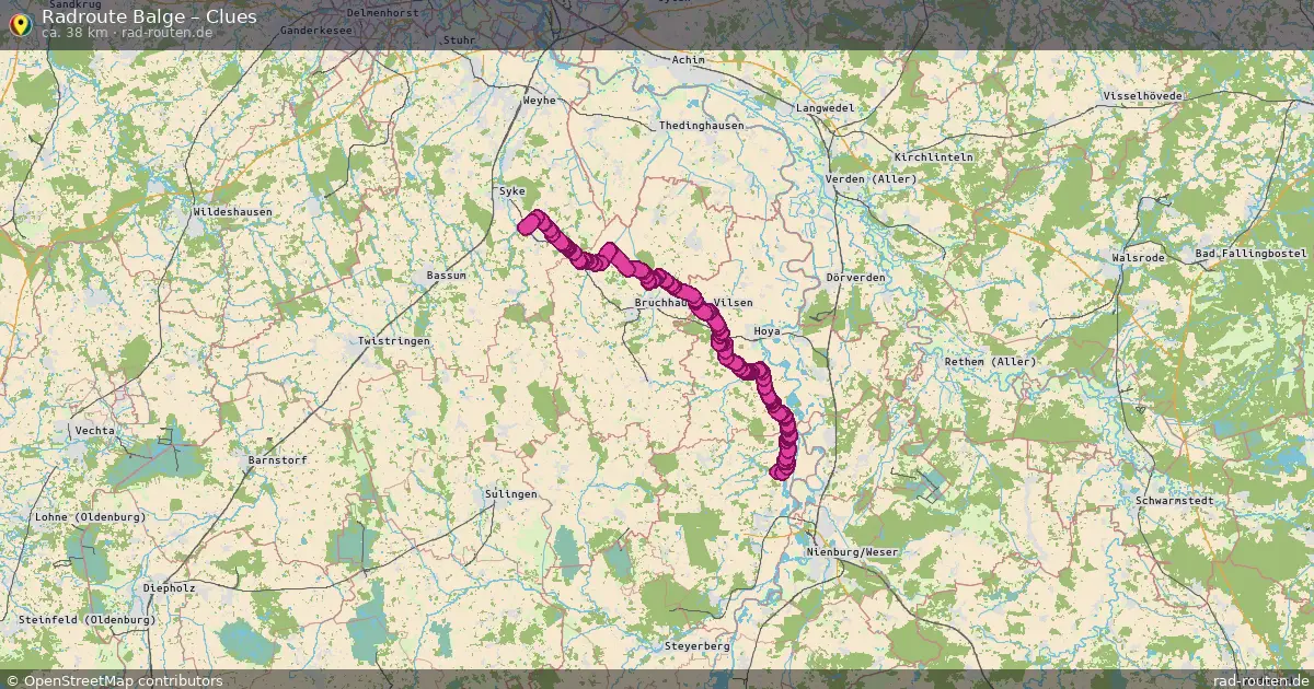Fahrradroute Balge – Clues (38 km) – Rad-Routen.de