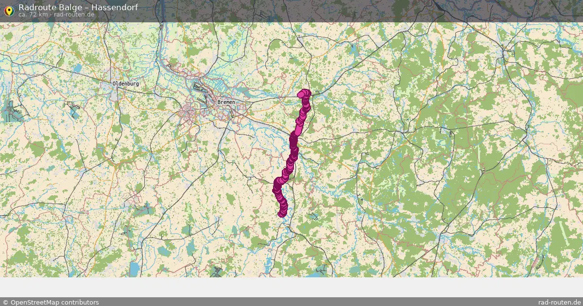 Fahrradroute von Balge nach Hassendorf