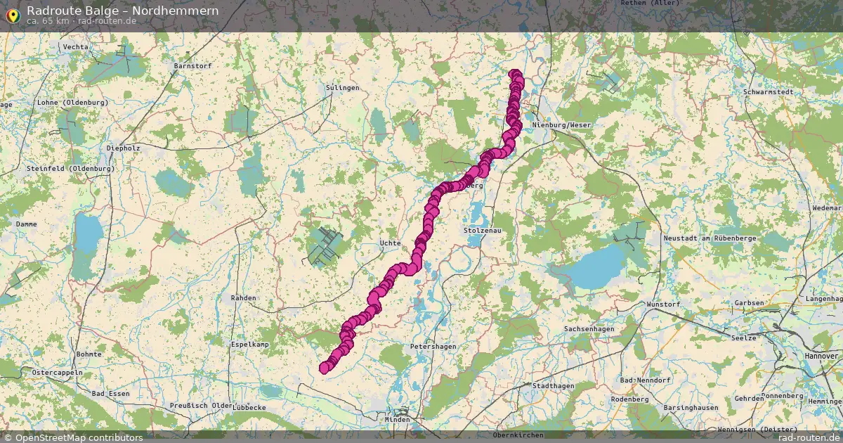 Fahrradroute von Balge nach Nordhemmern