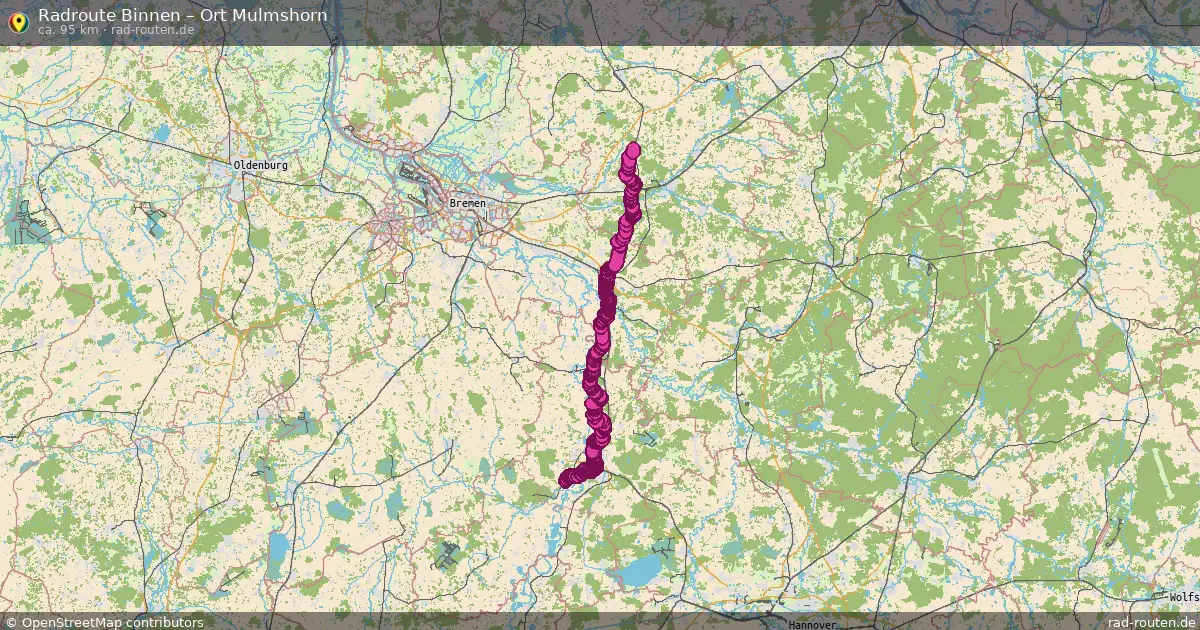 Fahrradroute Binnen – Ort Mulmshorn (95 km) – Rad-Routen.de
