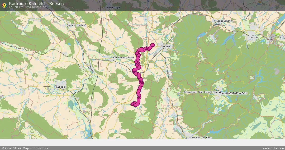 Fahrradroute Kalefeld – Seesen (20 km) – Rad-Routen.de