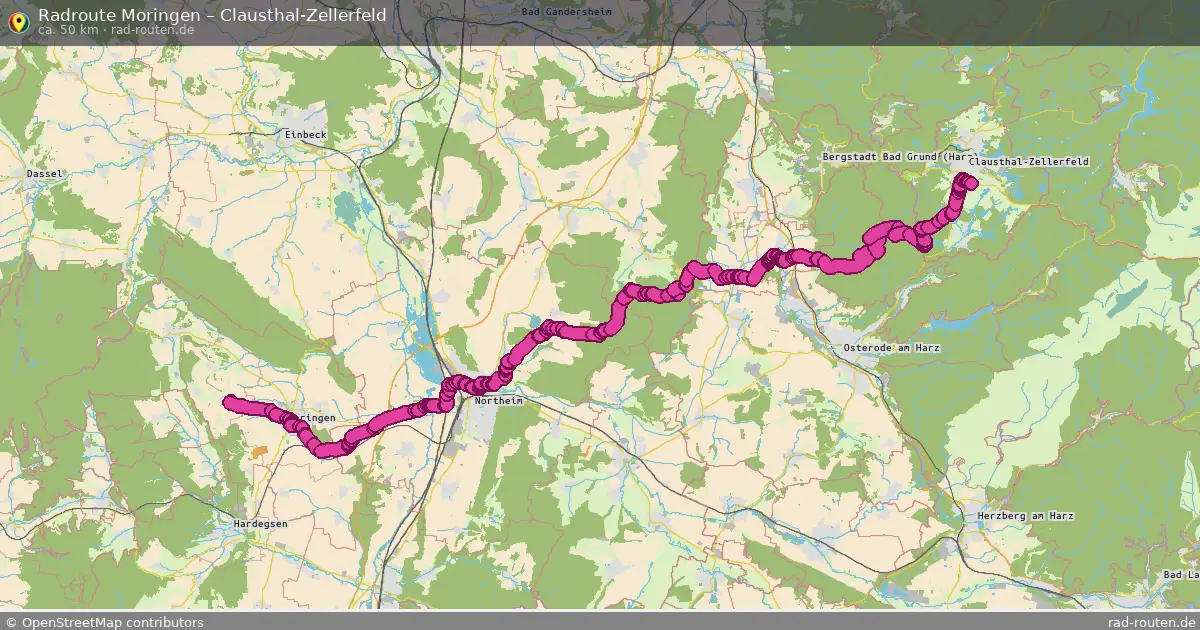 Fahrradroute Moringen – Clausthal-Zellerfeld