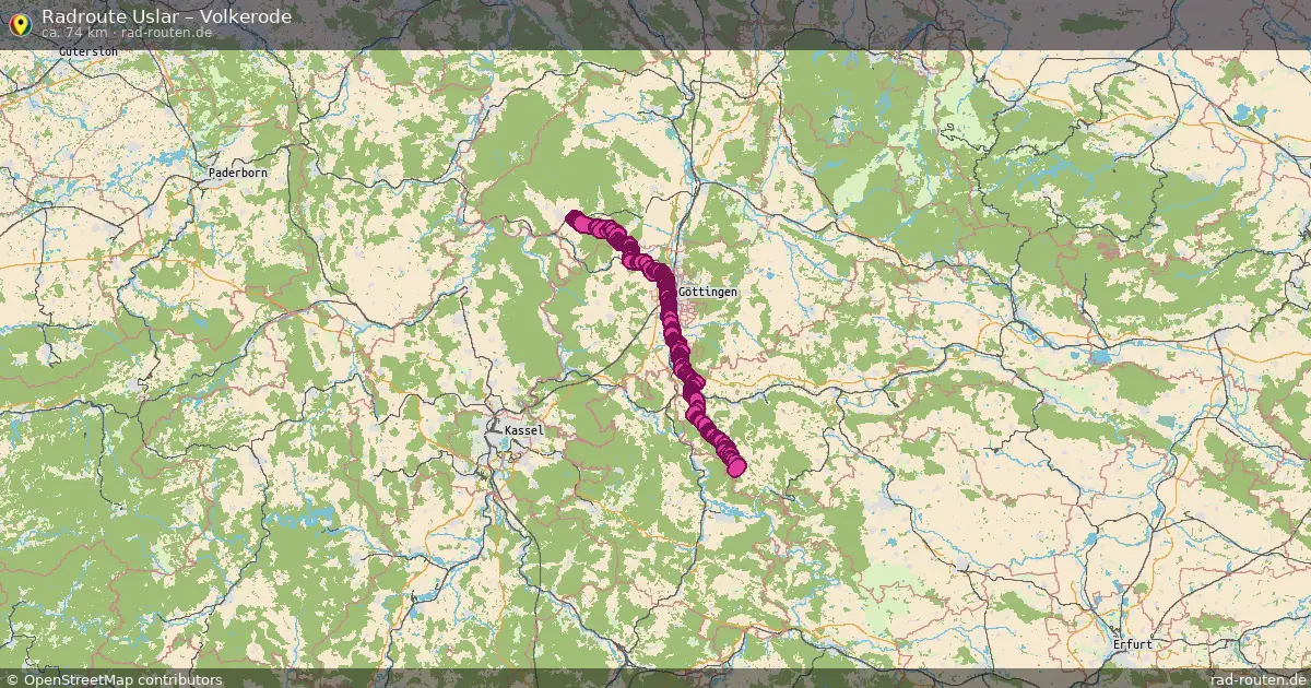 Fahrradroute von Uslar nach Volkerode