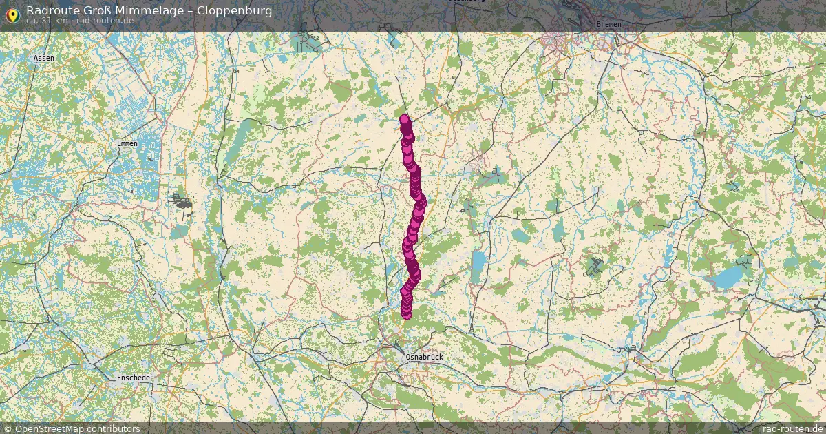 Fahrradroute Groß Mimmelage – Cloppenburg (31 km) – Rad-Routen.de