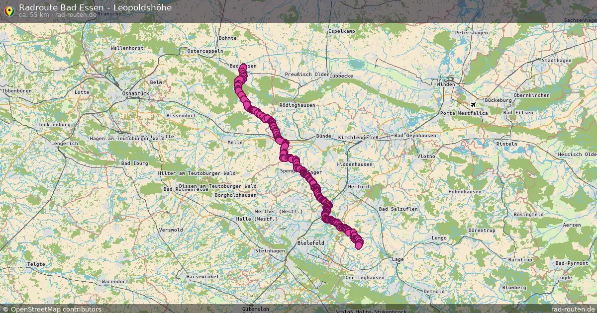 Fahrradroute Bad Essen – Leopoldshöhe (55 km) – Rad-Routen.de