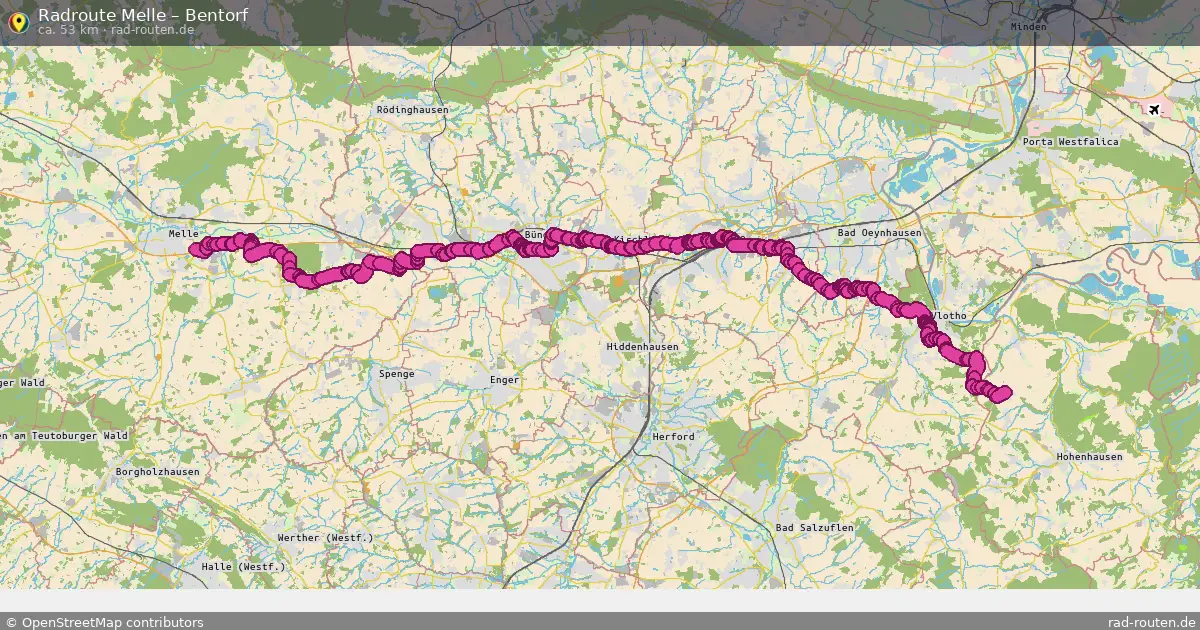 Fahrradroute Melle – Bentorf (53 km) – Rad-Routen.de