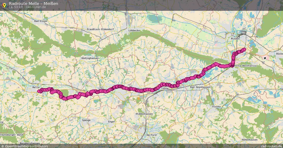 Fahrradroute Melle – Meißen (53 km) – Rad-Routen.de