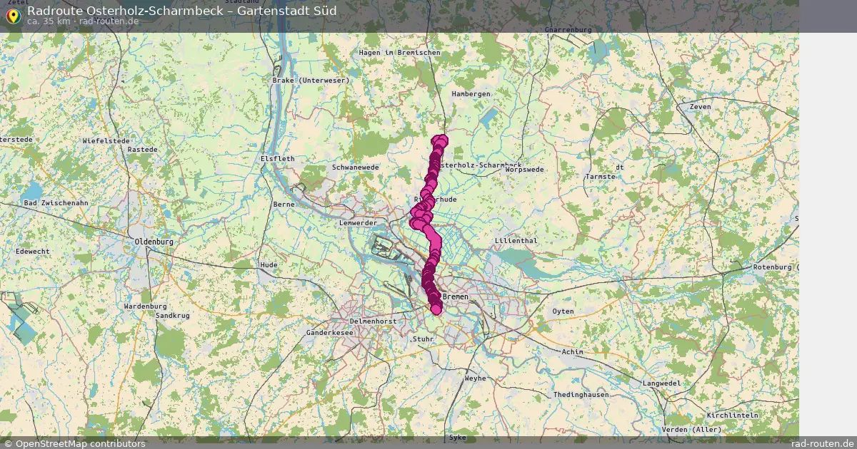 Fahrradroute Osterholz-Scharmbeck – Gartenstadt Süd (35 km) – Rad-Routen.de