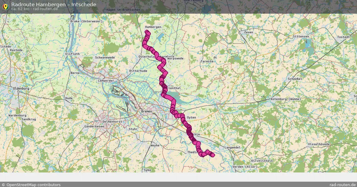 Fahrradroute Hambergen – Intschede (62 km) – Rad-Routen.de