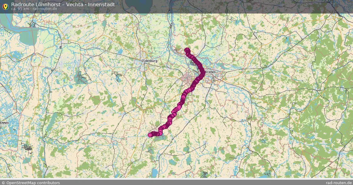 Fahrradroute Löhnhorst – Vechta - Innenstadt (95 km) – Rad-Routen.de